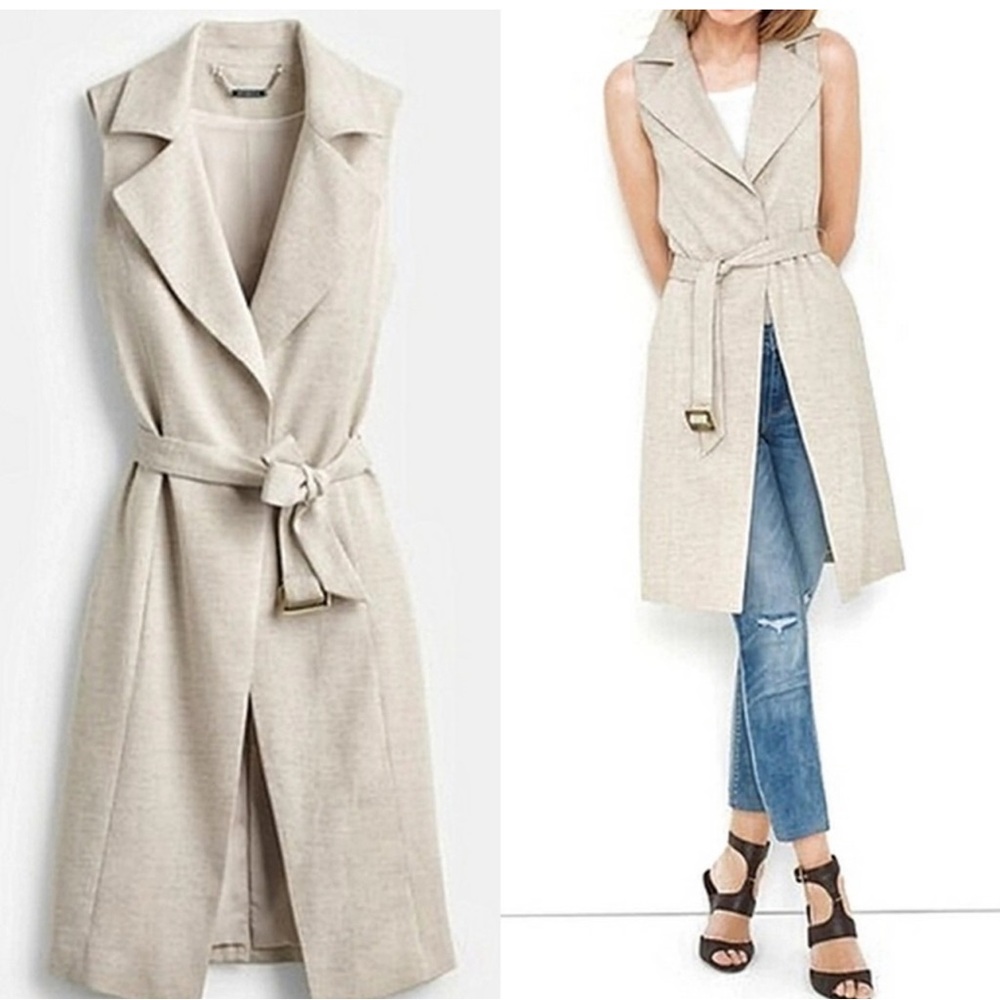 White House black market vest off white. Sleeveless trench coat